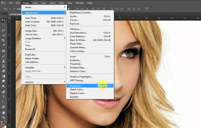 How to use Desaturate option in photoshop